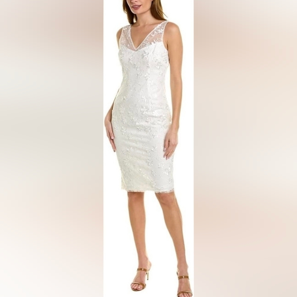 Adrianna Papell Floral Embroidered Midi Dress